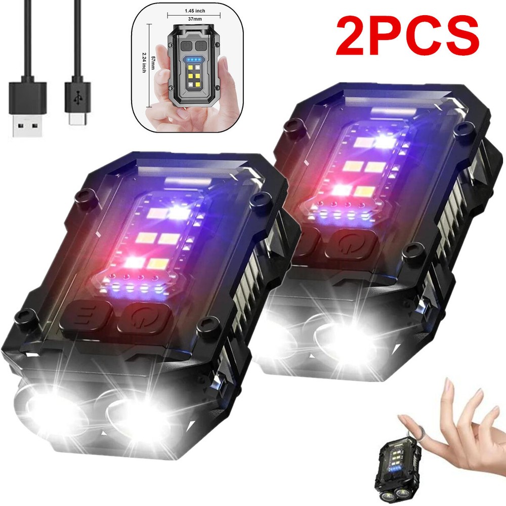 2pcs Mini Pocket Keychain Flashlight EDC Flashlight LED COB Night Light Lamp