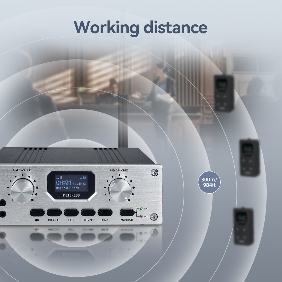 Retekess TT119 FM Multi-channel Transmitter Wireless Long Distance Translation