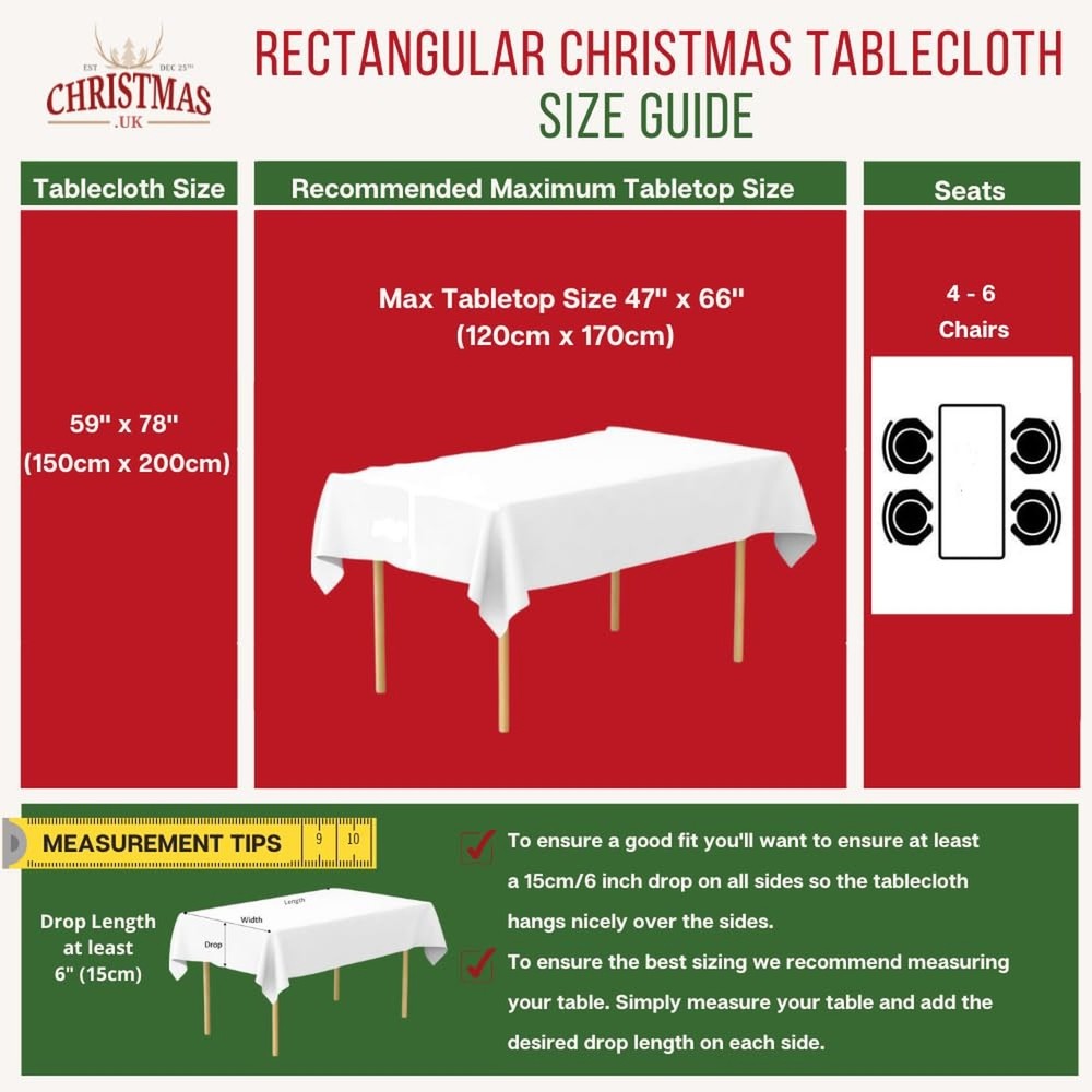 Christmas Table Cloths (59" x 78", Traditional) 78" x 59" (Rectangular)