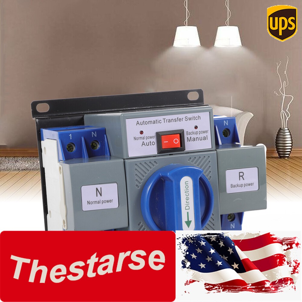 2P/63A Dual Power Transfer Switch Generator Automatic Changeover Switch AC110V