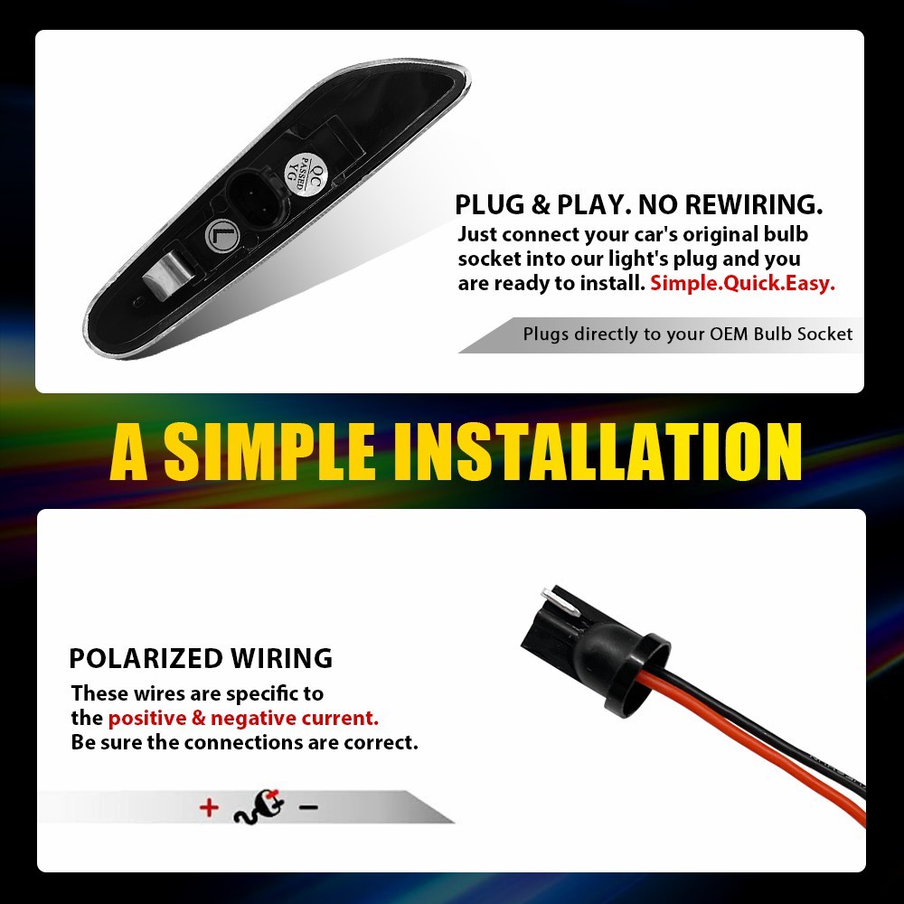 For BMW E60 E82 E90 E92 E83 E46 LED Side Marker Turn Signal Lights Dynamic Amber