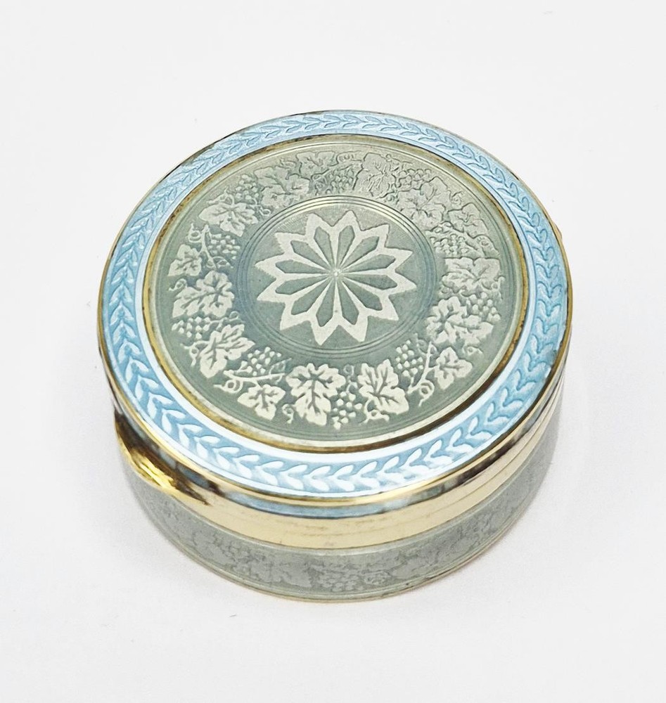 FINE AUSTRO-HUNGARIAN SOLID SILVER GUILLOCHE ENAMEL BOX c1910 GEORG ADAM SCHEID