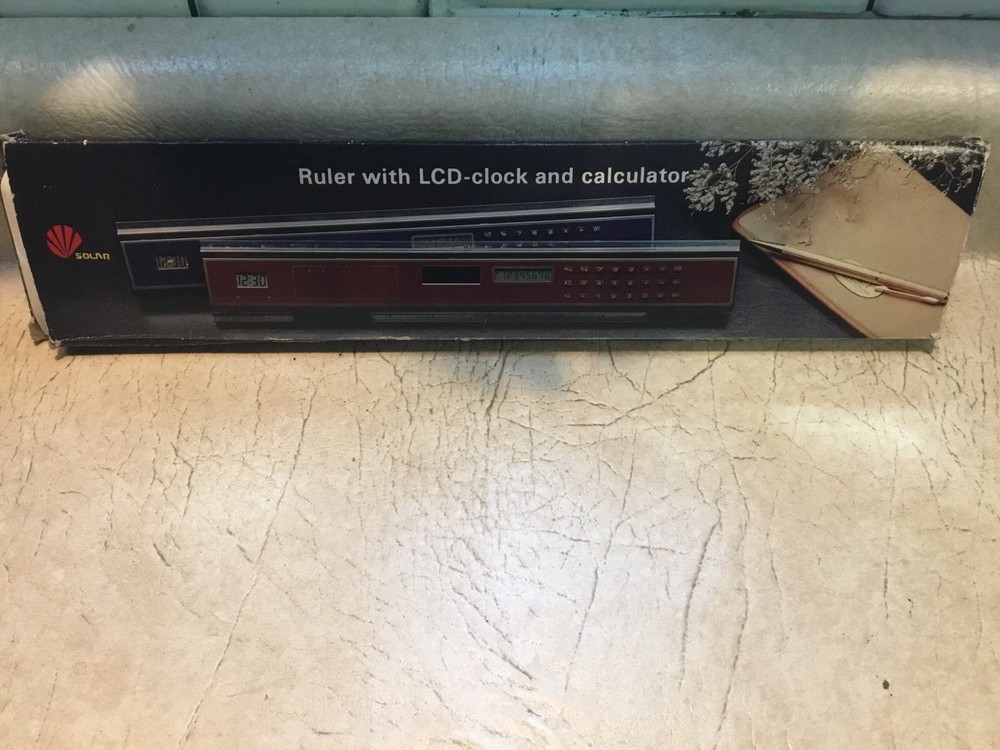 Vintage Solar  Ruler With LCD-Clock and Calculator Tested Working