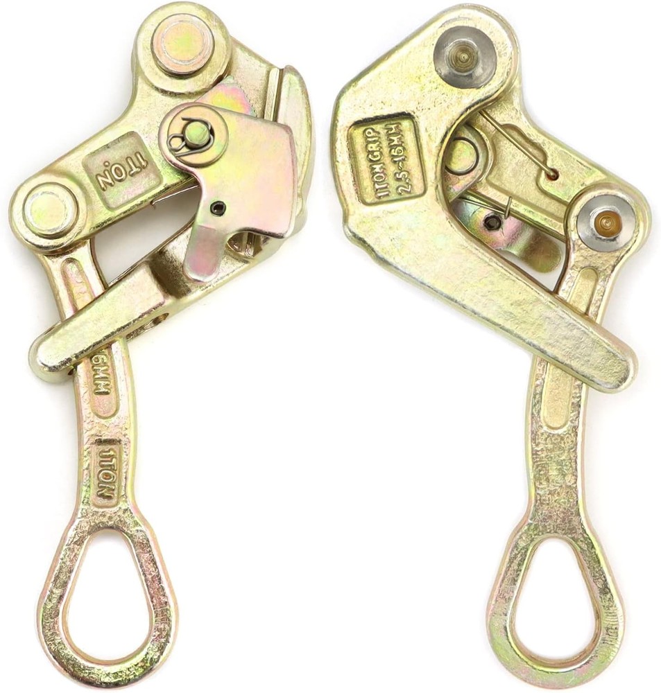QWORK 2 Pack 1 T Cable Grip Wire Grip Steel Rope Jaw Puller for Wire Rope, Pulli