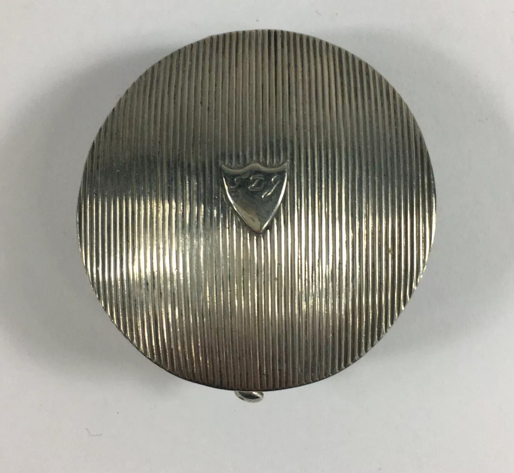 Antique Dutch 1830 Round Snuff Box Solid Silver 2.3cm In Height