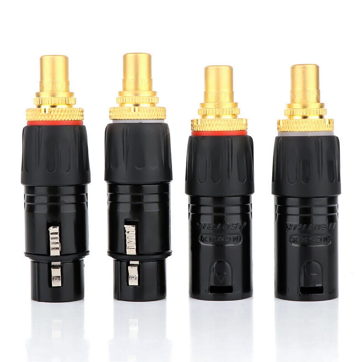 Pair Neutrik 3 Pin XLR Female/ Male to RCA Female Audio Adapter Plug Connector