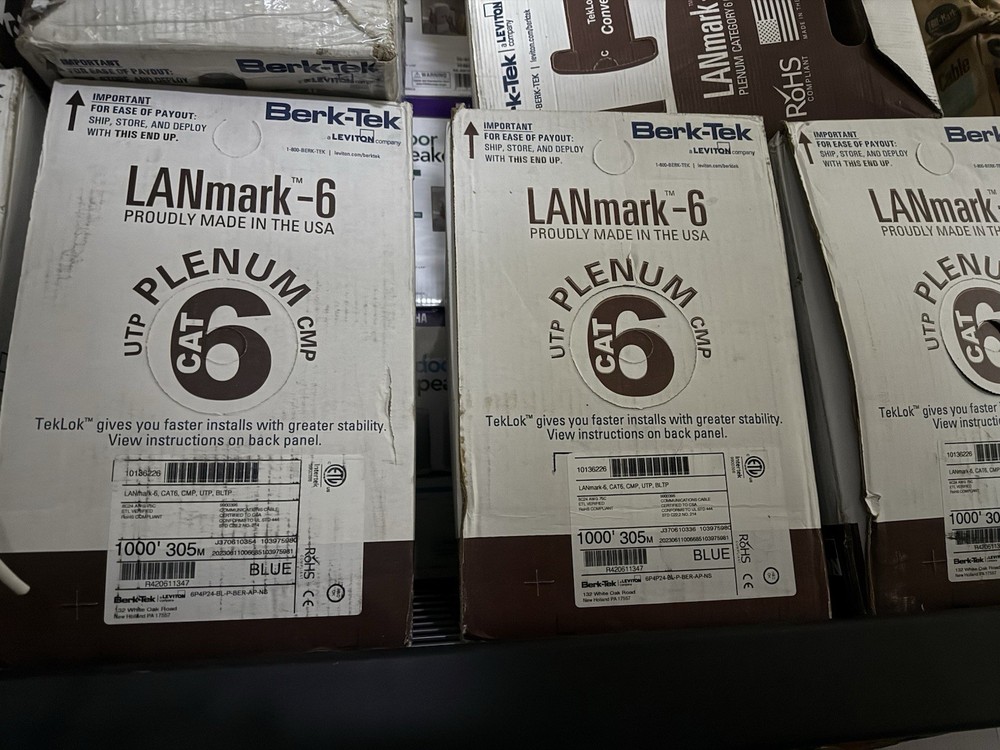 Berk-Tek Lanmark -6 - BLUE CAT6 PLENUM / CMP Fire Rated Data Cabling - 1000ft