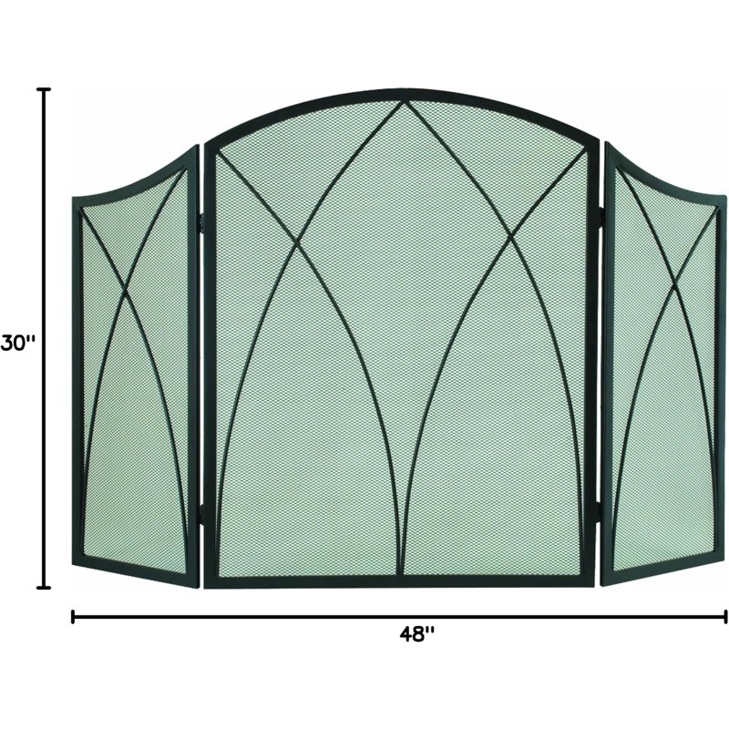 Arched 3-Panel Victorian Gothic Fireplace Screen
