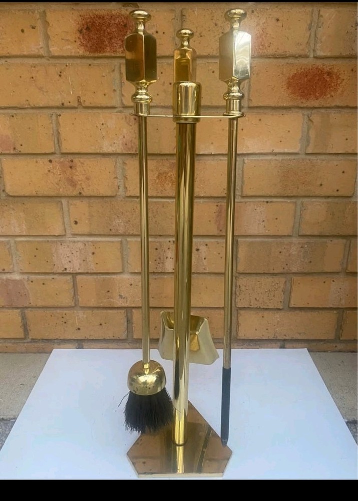 Post Modern Solid Brass Fireplace Tools Set