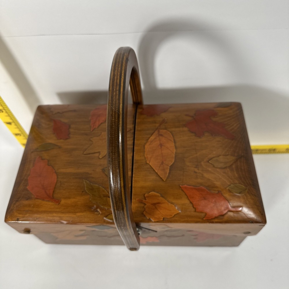Box, Wood, Maple Leaf Laid, Storage, Sewing, Coffee Table Storage