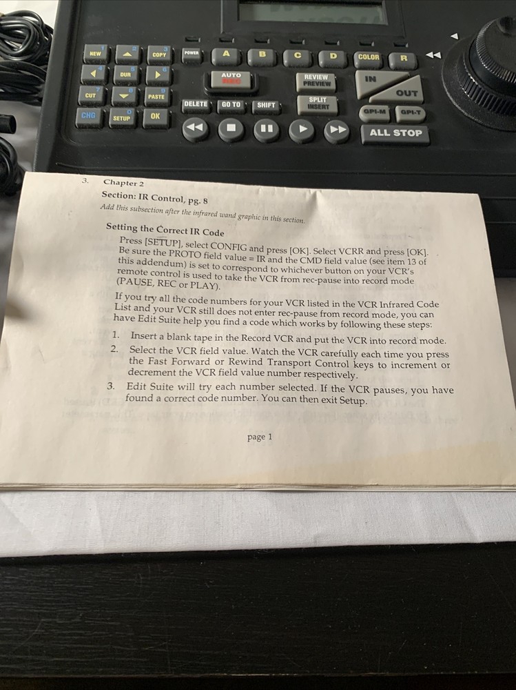 Videonics AB-1 Edit Suite A/B Roll Edit Controller Video Editor COMPLETE In BOX