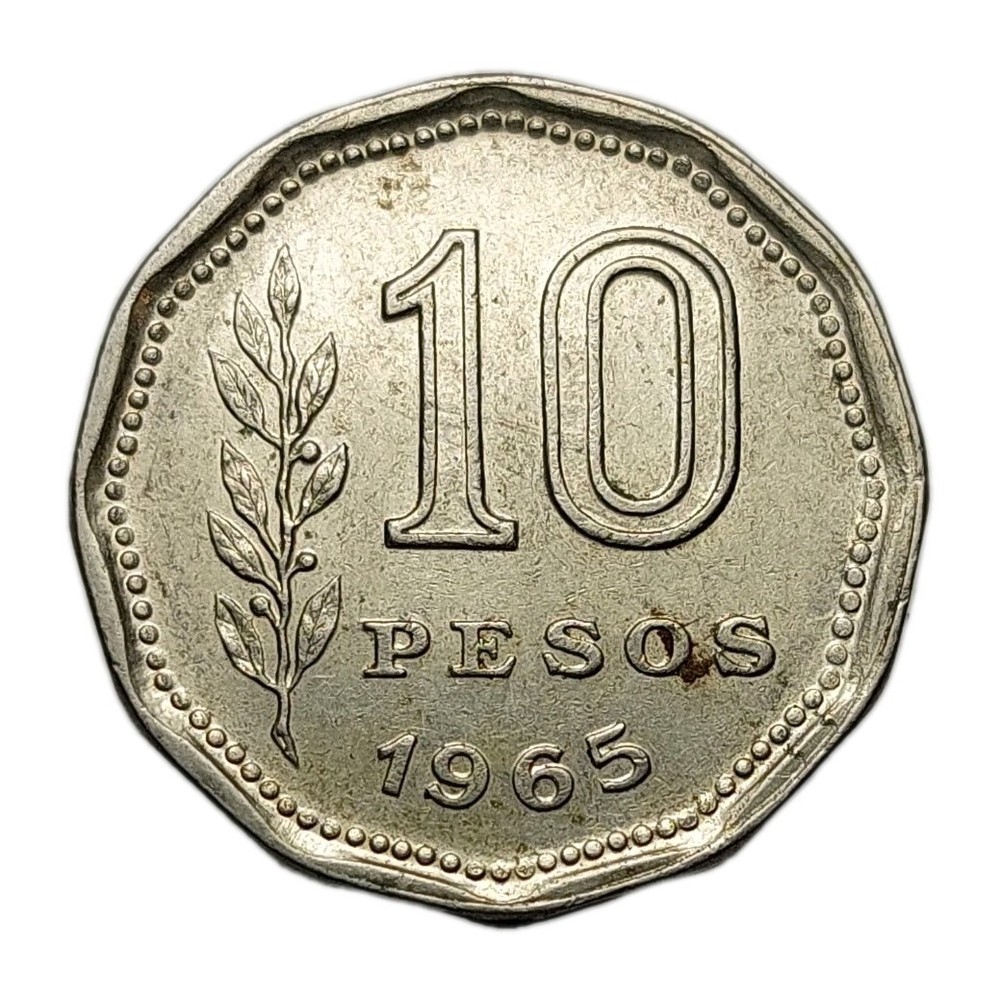 1965 Argentina 10 Pesos Coin E335
