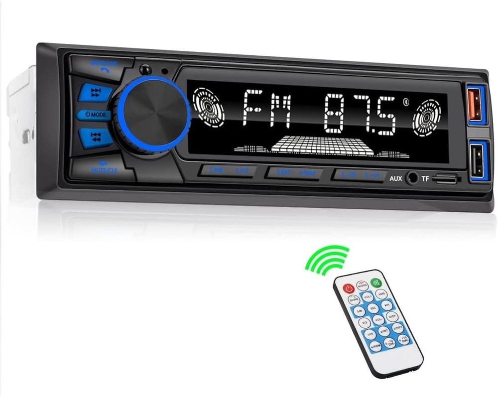 Bluetooth Single DIN Car Stereo – Fast Charging, 7 LED Modes & App Control