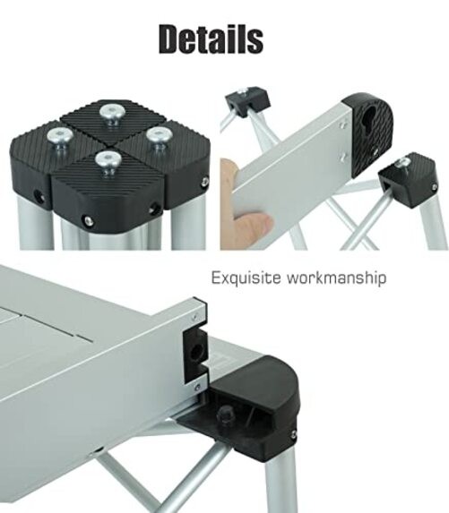 Lightweight Stable Alu. Folding Square Table Roll Up Top with Small Nature
