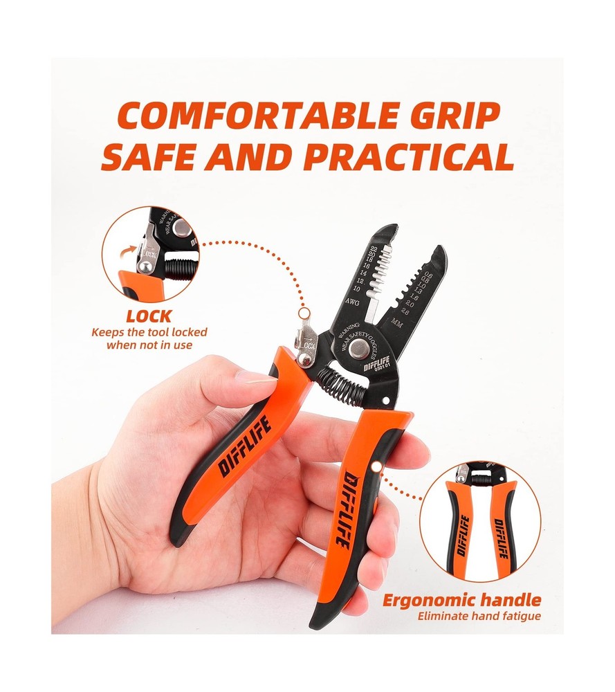 10-22 AWG Wire Stripper Cutter Wire Stripping Tool And Multi-Function Hand To...