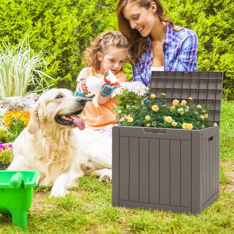 30 Gallon Outdoor Storage Organizer Deck Box Seating Container With Lockable Lid