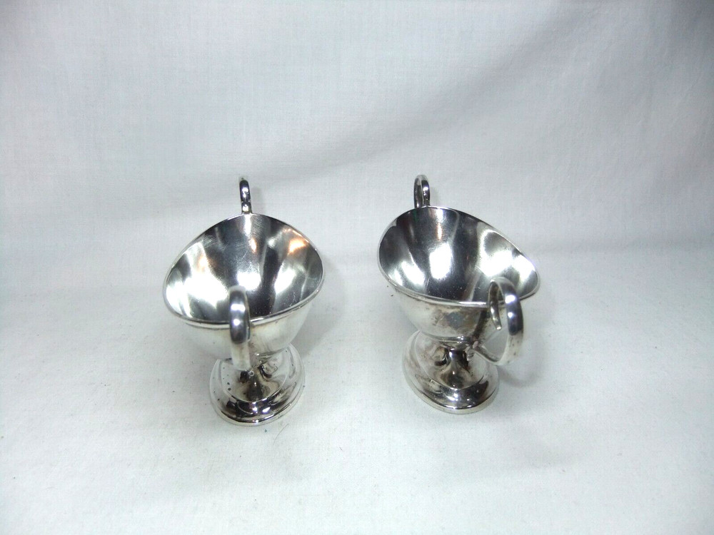 Pair Antique Sterling Solid Silver Twin Handled Novelty Trophy Salt Cellar 1912