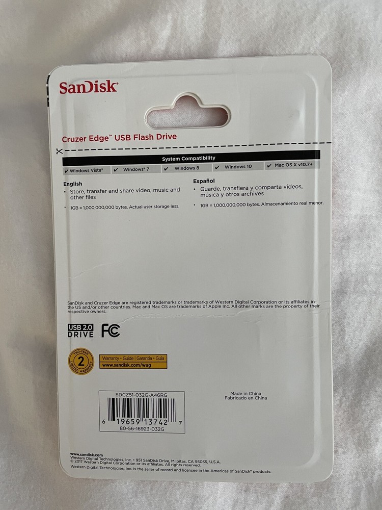 SANDISK Cruzer Edge Force USB Flash Drive Memory Stick Storage MULTIPLE SIZES