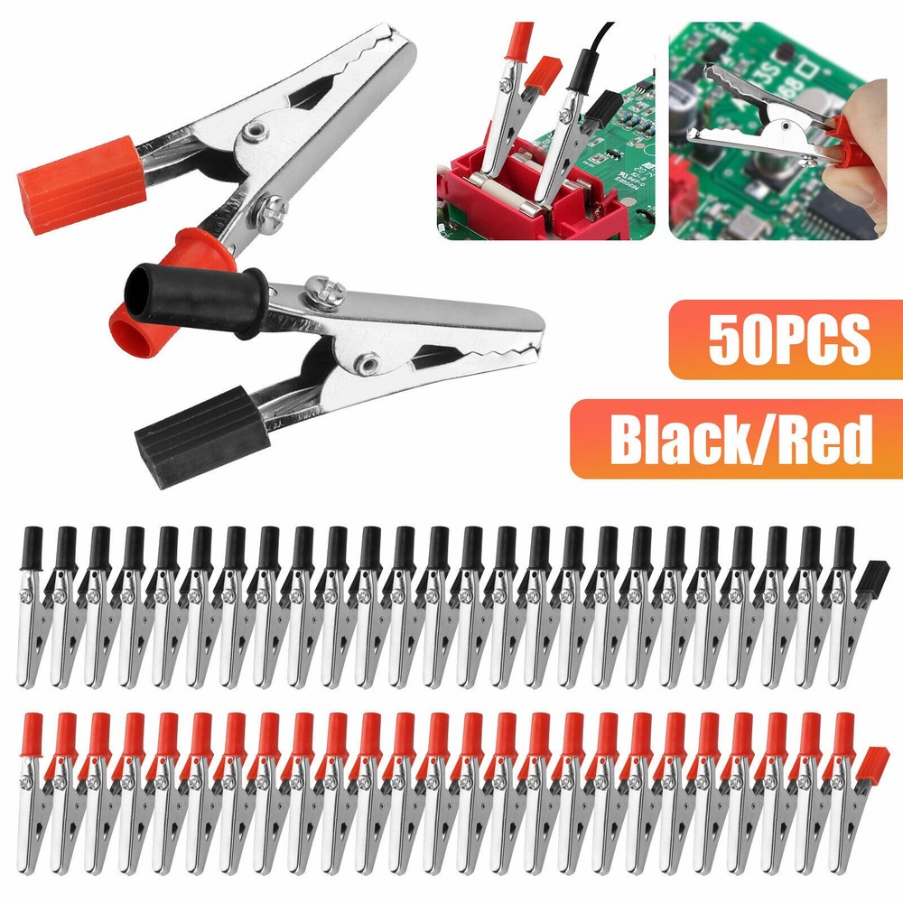 50Pcs Electrical Test Clamps Metal Alligator Clips For Electric Testing Work