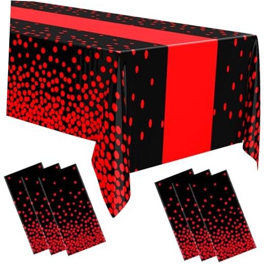 Pcs Tablecloth for Parties Plastic Dot Tablecloths Printed 6 Black and Red