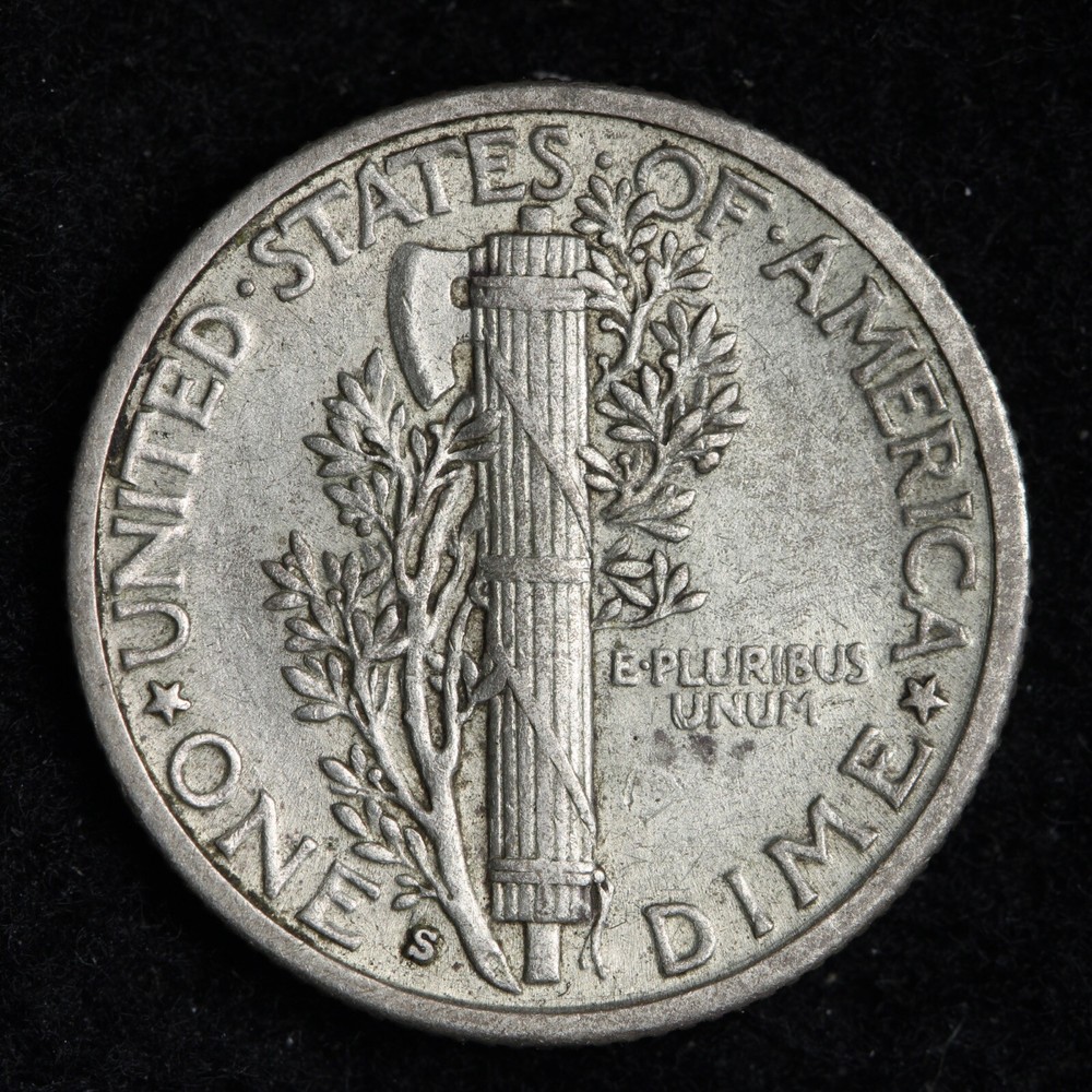 1931-S Mercury Silver Dime CHOICE AU E286 TEX