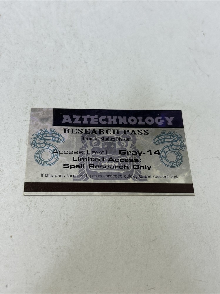 FASA Aztechnology Research Pass Limited Access ID Card J2