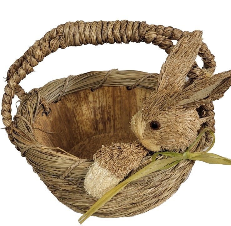 Rabbit Bunny Easter Sisal Woven Basket