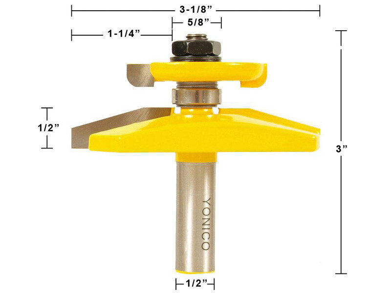3-1/8" Bevel Raised Panel with Back Cutter Router Bit 1/2" Shank - Yonico 12149