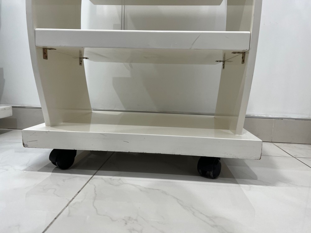 4 Tier White Rolling Shelving