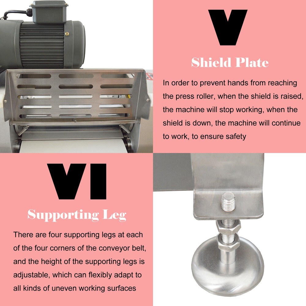110V Commercial Dough Sheeter Roller 600mm Dough Rolling Machine