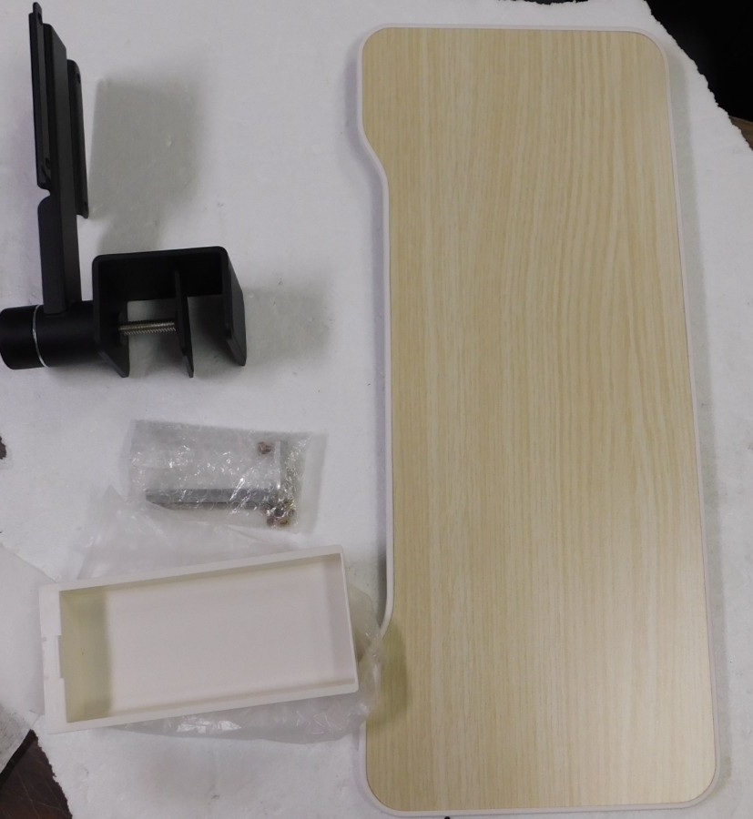 Under Desk Rotating keyboard Tray In Oak Pattern With Drawer