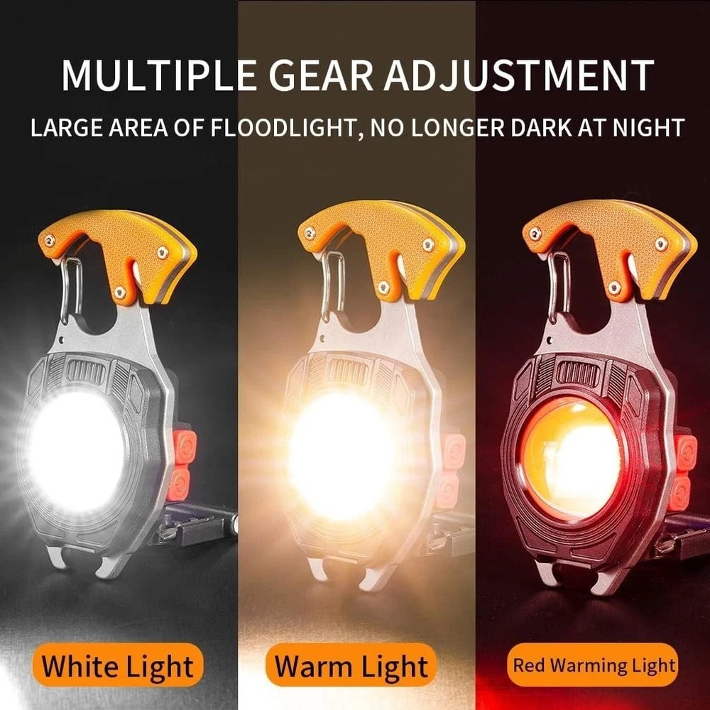 Keychain Flashlight Rechargeable Cob Keychain Work Light 6 Modes High Lumen