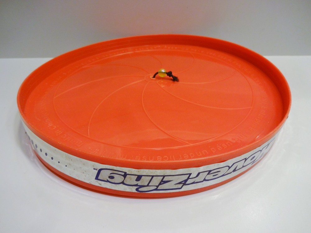 Cool HOVERZING FLYING DISC ON STRING Orange Gyroscopic 9" Overbreak Flip N Flyer