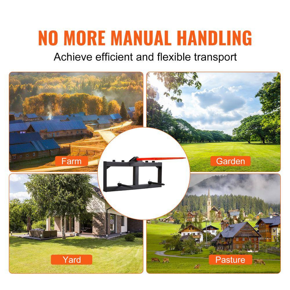 49 In. Hay Spear 1600 Lb. Capacity Skid Steer Loader Attachment with 2-Piece 17.