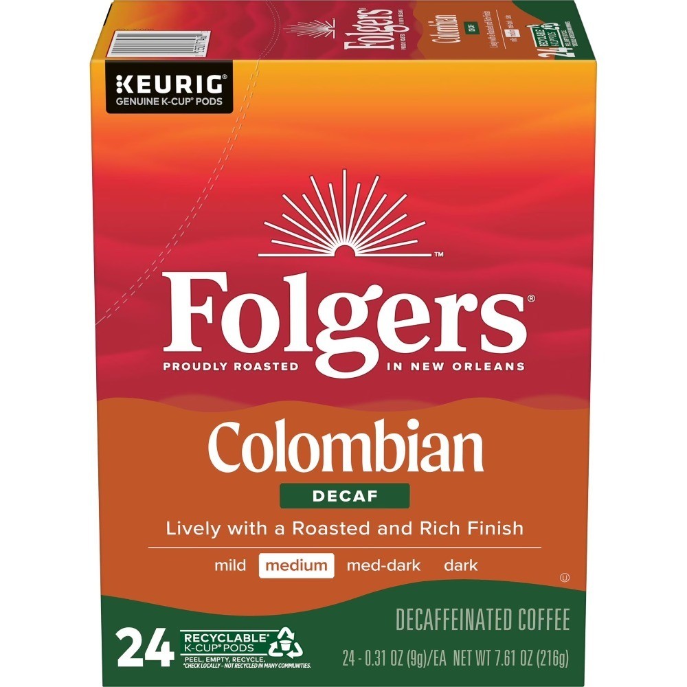 Colombian Decaffeinated Coffee, Medium Roast, K Cup Brewers, 24 Count