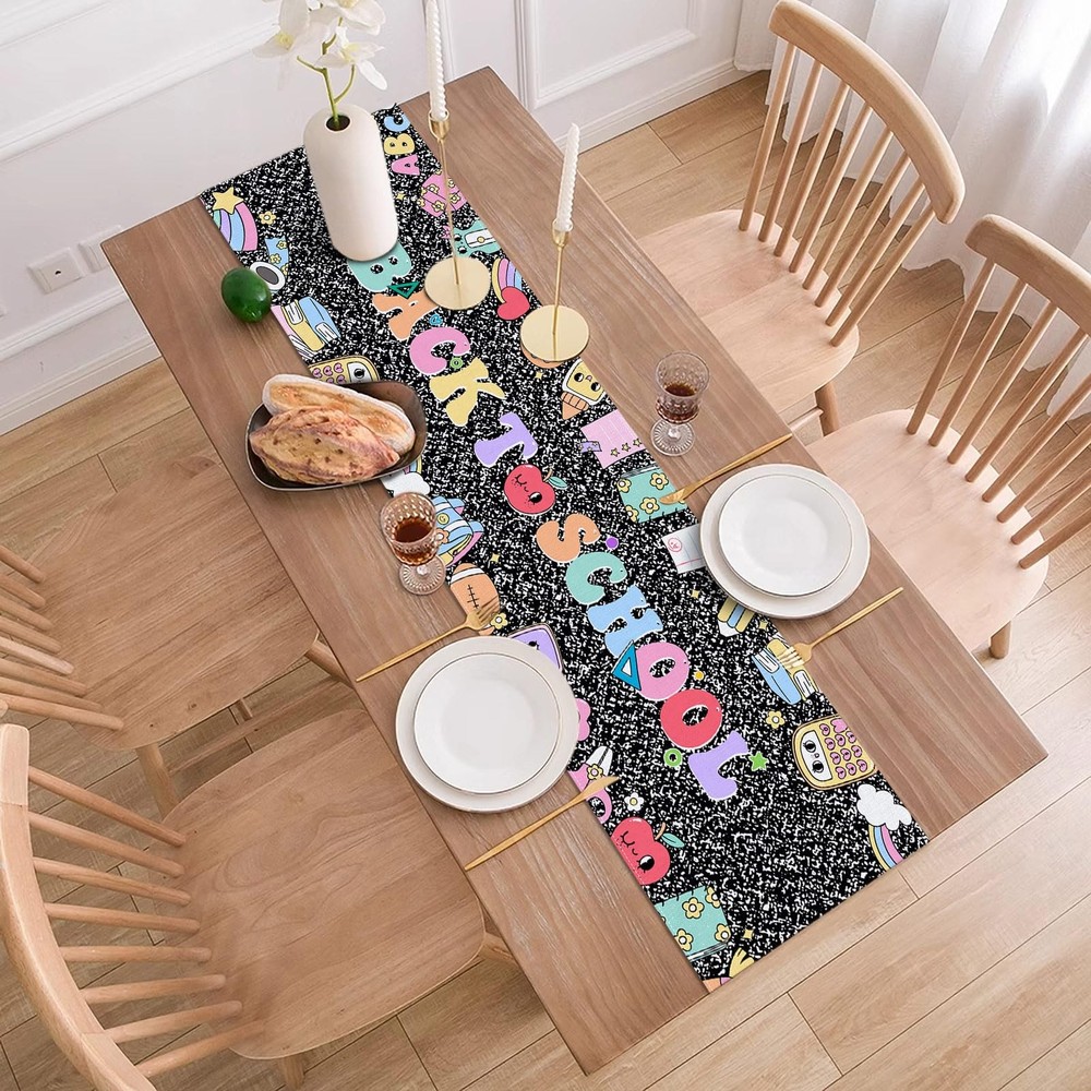 Back To School Table Runner Composition Notebook Design Party Decoration