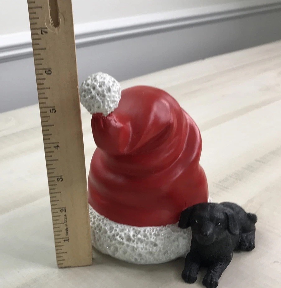 Ashland Pepermint Lane Black Labrador Dog Santa Hat Table Top Decor 6inch New