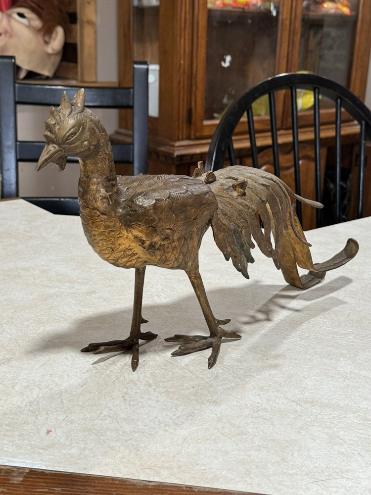 Vintage Chinese Solid Bronze Rooster