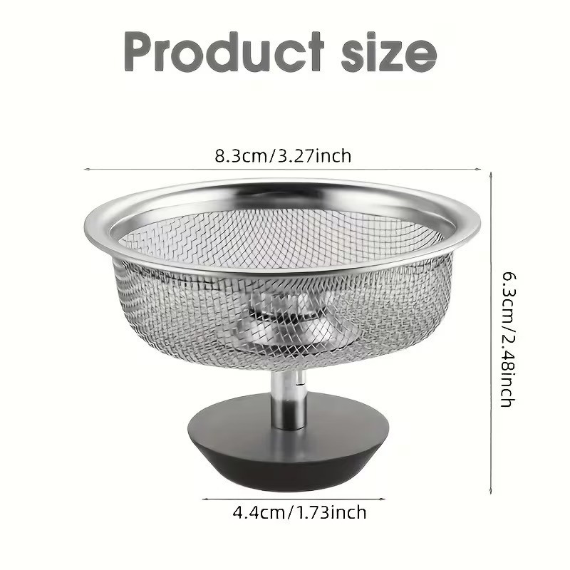 1pc Stainless Steel Kitchen Sink Strainer with Handle