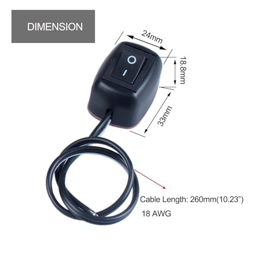 Paste Type Switch ON/Off Inline Rocker Toggle Switch 250V 12VDC 30cm (11.81")