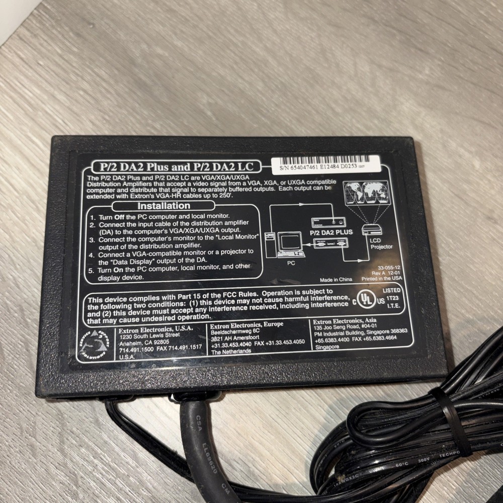 EXTRON Two Output VGA Distribution Amplifier P/2 DA2 PLUS 60-046-03