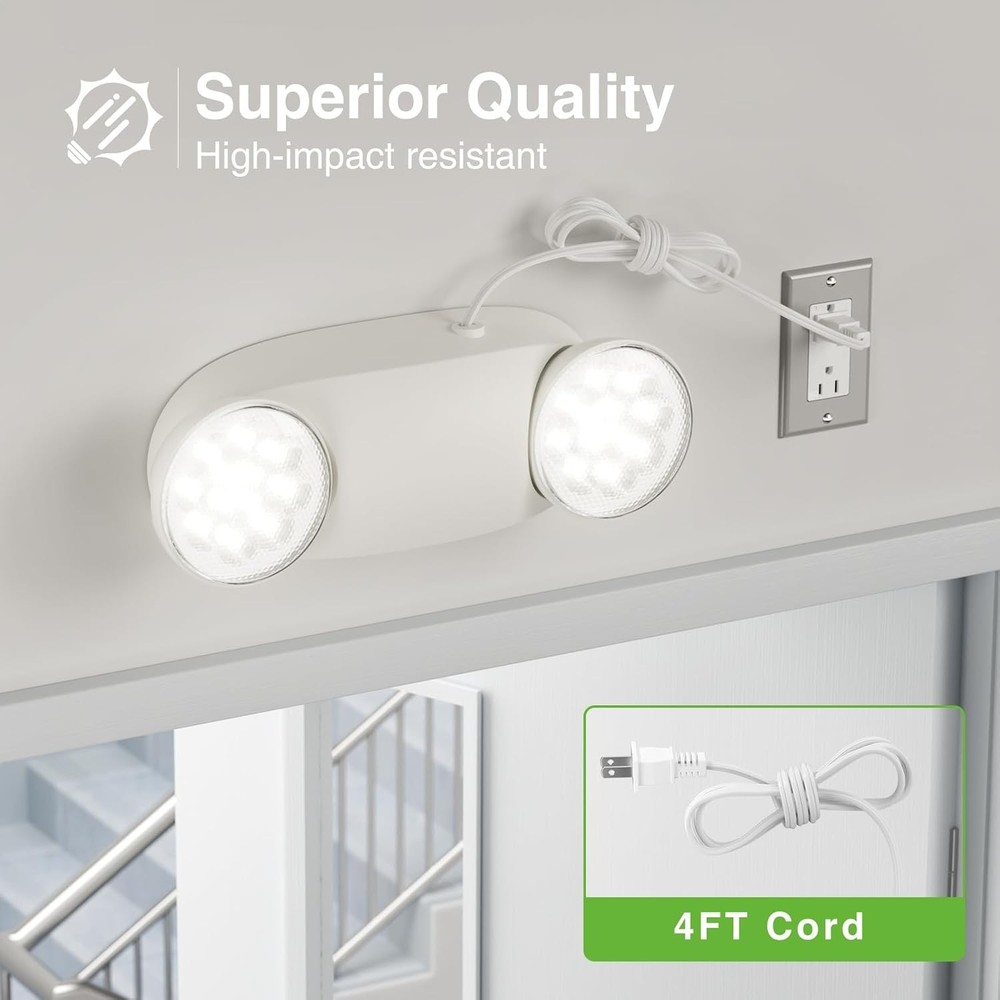 4 Pack LED Emergency Exit Light Adjustable 2 Head With Battery Back-up for HOME