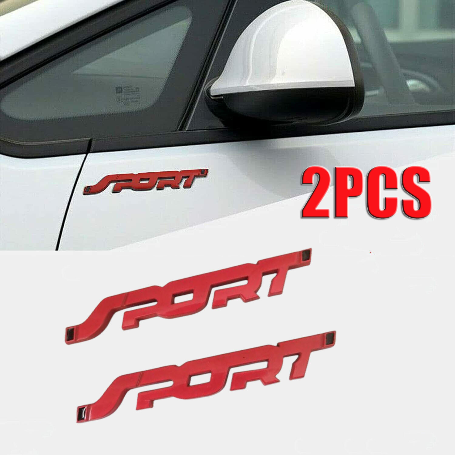 2x 3D Metal SPORT Logo Emblem Badge Sticker Trunk Fender Decals Car Accessories