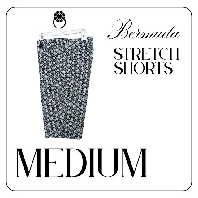 SOHO APPAREL LTD Shorts Womens Medium Black Geometric Bermuda Stretch 10 Inseam