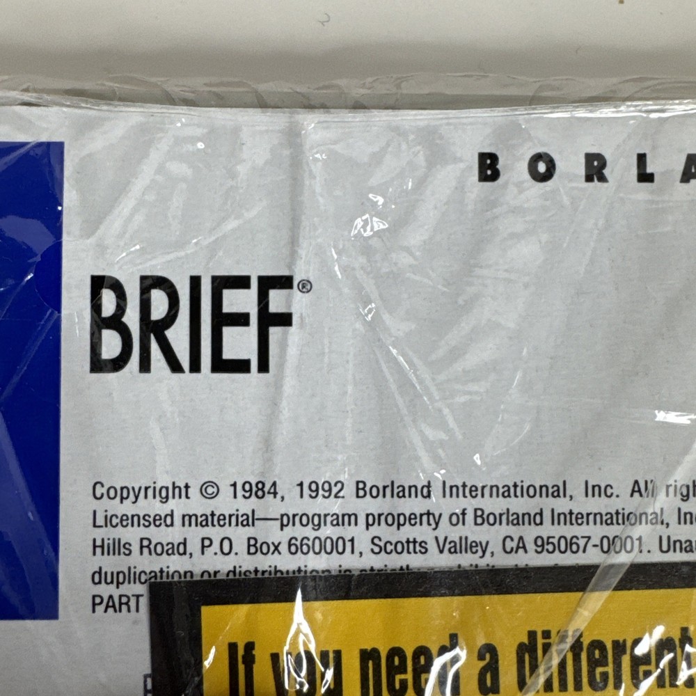 Borland BRIEF DOS and OS/2 User’s + Macro Guide 3.5" Floppy Software--NEW