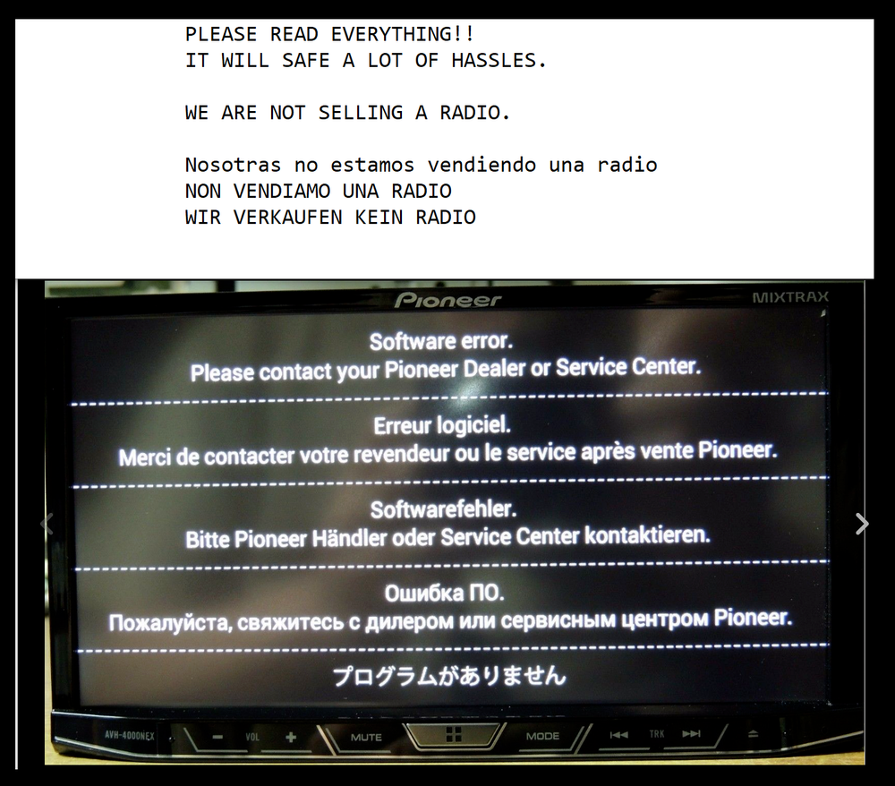 PIONEER AVH-W4500NEX AVHW4500NEX SOFTWARE ERROR & BOOT LOOP FIX REPAIR SD CARD