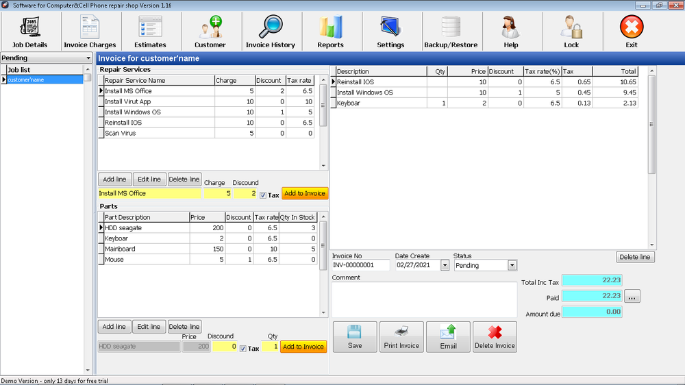 SOFTWARE FOR COMPUTER AND CELL PHONE REPAIR SHOP