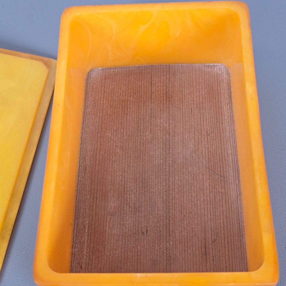 Orange Butterscotch Bakelite Trinket/Jewelry Rectangular Storage Cigarette Box