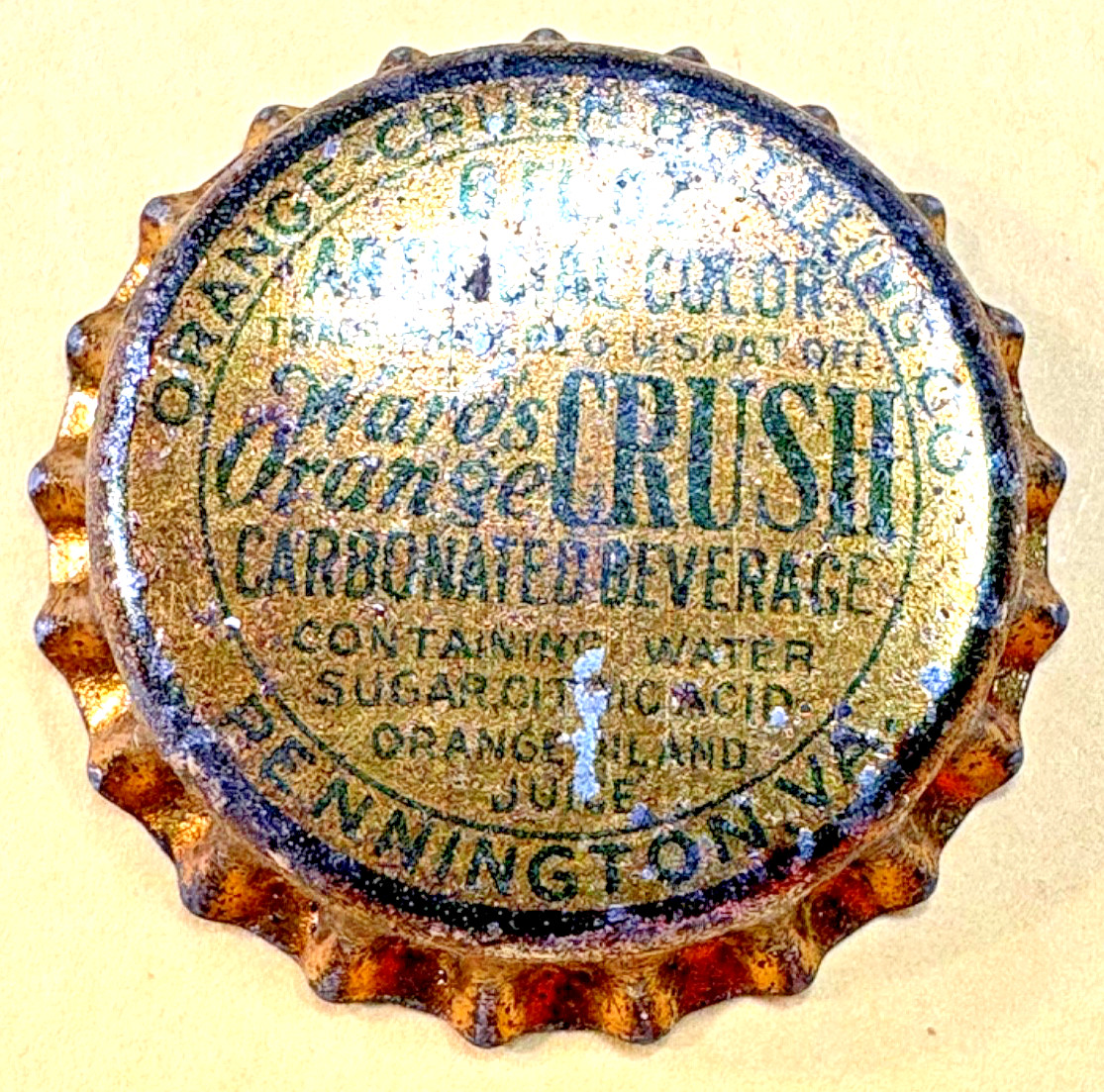 WARD'S ORANGE CRUSH BOTTLE CORK CAP SODA POP 6 OZS PENNINGTON, VA NEW OLD STOCK