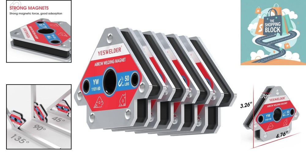 4-Piece 50LB Magnetic Welding Holders, Iron, Multi-Angle, Durable, Compact
